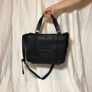 90s Zara Black Genuine Leather Satchel